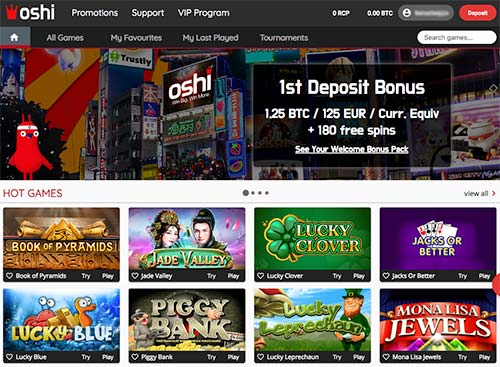 Oshi casino Australia login page